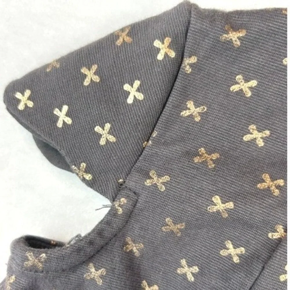 Catherine Malandrino Dress Grey Gold Metallic X Bow Kids 24M